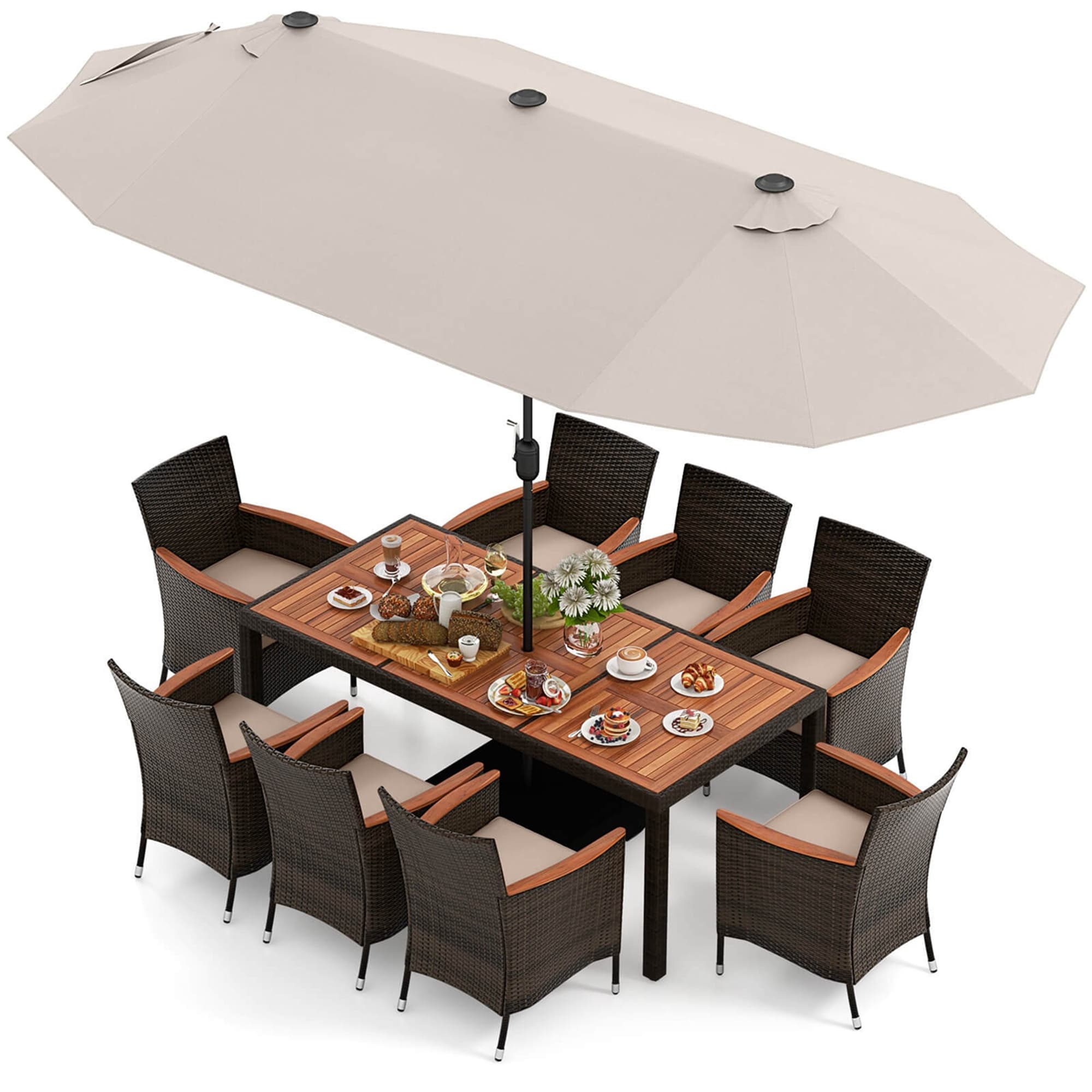 Costway 11 pcs outdoor patio dining set metal rattan wicker furniture garden cushioned new arrivals