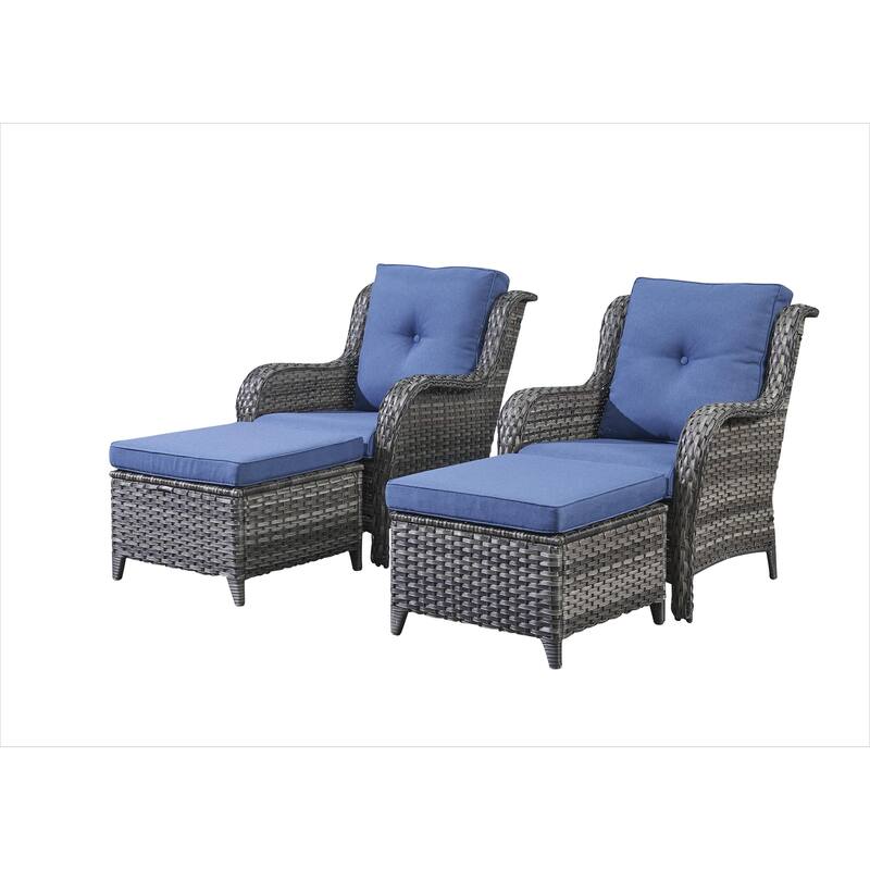 Pocassy Outdoor cushioned Wicker Footstool Ottomans