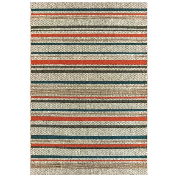 Shop Higgins Striped Grey Blue Indoor Outdoor Area Rug By Havenside Home On Sale Overstock 28041727