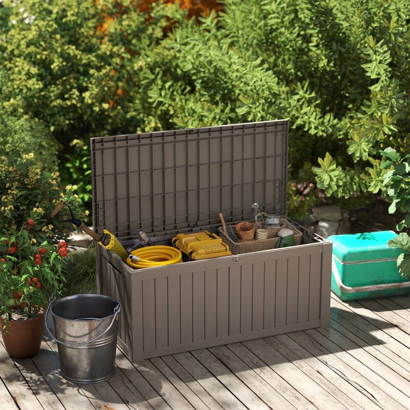 45-880 Gal. Outdoor Resin Deck Box Storage Shed for Garden,Patios,Backyards,Tools