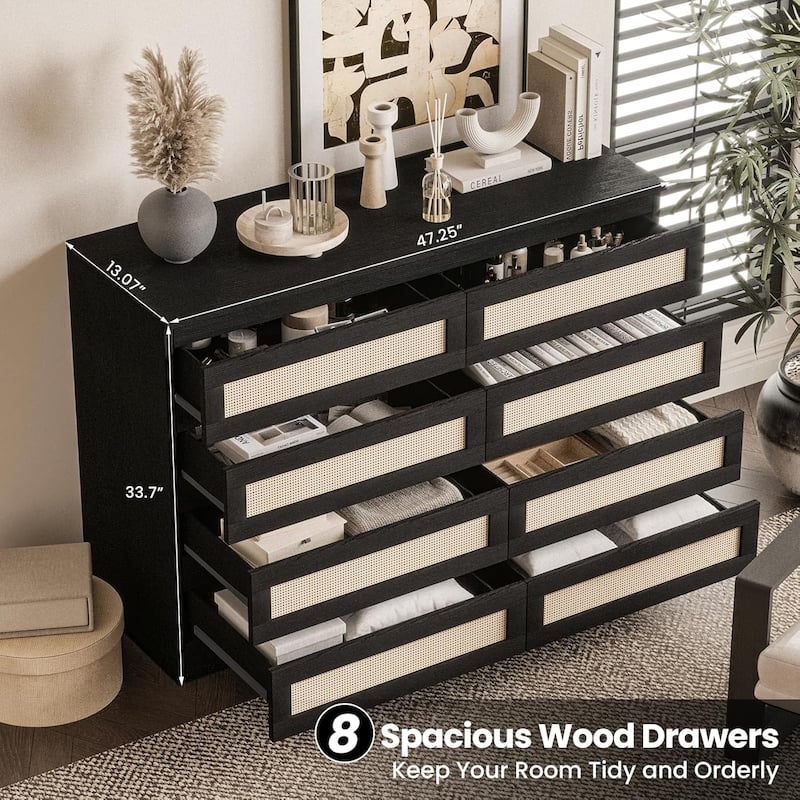 8 Drawer Double Dresser, Wooden Dresser Chest