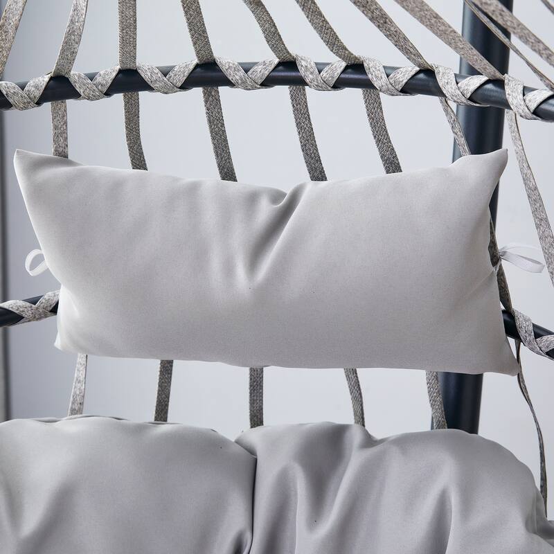 Rustproof Hanging Chair with Plush Cushion, Outdoor Egg-Shaped Swing Chair with a Non-slip Octopus Base