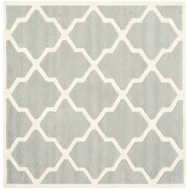 SAFAVIEH Handmade Chatham Rinske Modern Moroccan Wool Rug - 5' Square - Grey/Ivory