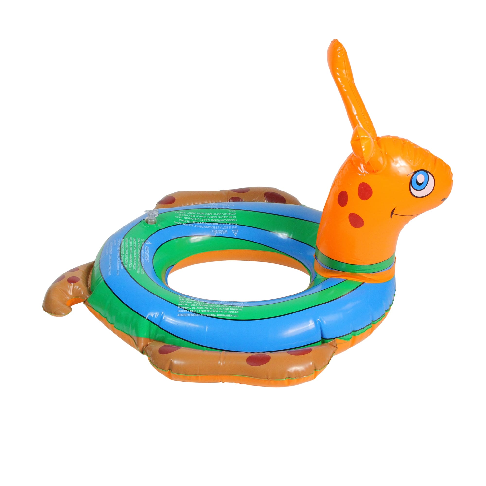 Inflatable Orange and Blue Snail Swimming Pool Tube Ring Float 24inch