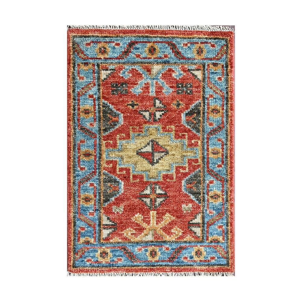 LoomBloom Multi Size Arts & Crafts Oushak Wool Area Rug in Coral