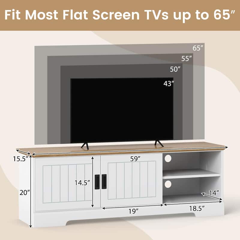 Costway Farmhouse TV Stand for TVs up to 65" with Sliding Doors - See Details