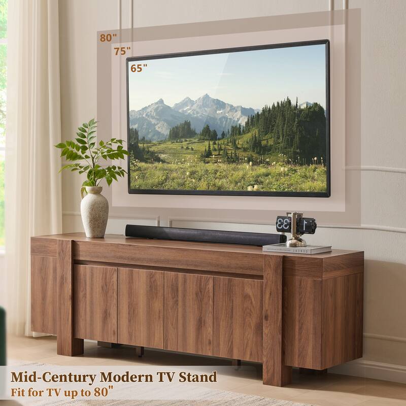 Modern Farmhouse TV Stand, Wood Entertainment Center for Living Room