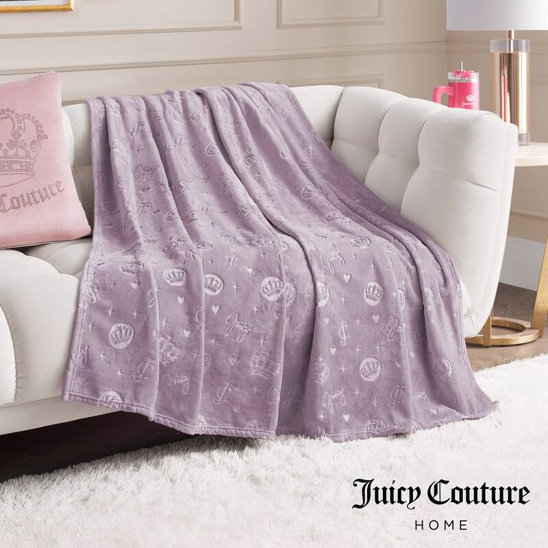 Juicy Couture 60"x70" Embossed Plush Throw Blankets