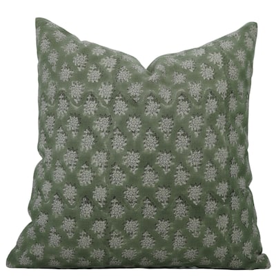 Linen Bohemian Block print pillow Cover Jasmine