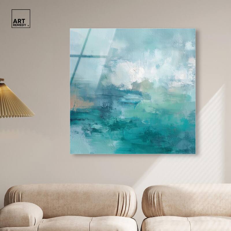Green Blue II Acrylic by Art Remedy, Ready to Hang