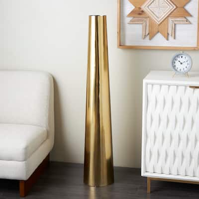 Gold or Silver Stainless Steel Metal Minimalistic Tall Floor Cone Vase