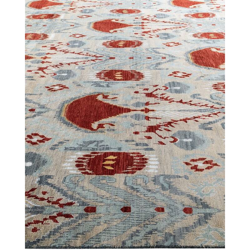 Ikat One-of-a-Kind Hand-Knotted Area Rug - Sand, 9' 1" x 12' 1" - 9' 1" x 12' 1"