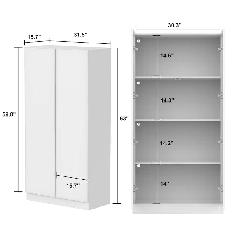 63"Hx31.5"W Lighted Display Cabinet with Glass Doors Bookshelf Buffet