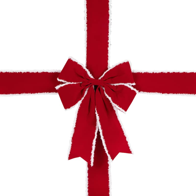 14' Red and White Velvet Christmas Door Bow