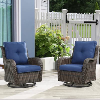 Gymojoy Wicker Swivel Glider Chair with Water-Resistant Olefin Cushions