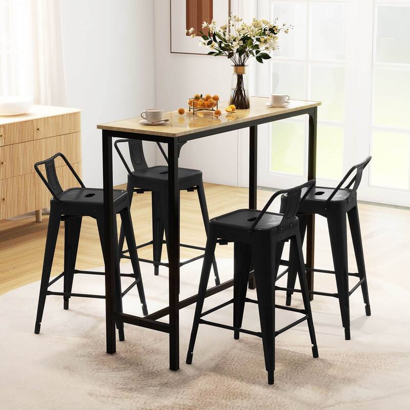 Costway Set of 4 Low Back Metal Counter Stool 24'' Seat Height - see details