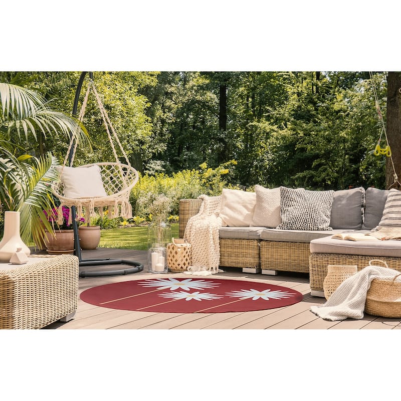 Floral Print Spring Chenille Indoor/Outdoor Rug