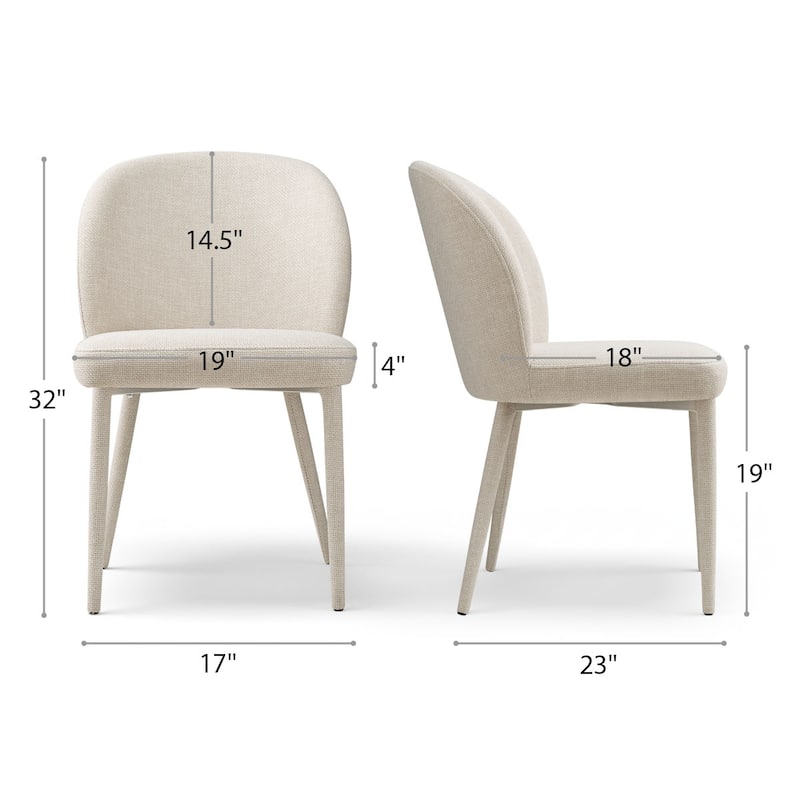 Fully Upholstered Textured Fabric Dining Chairs with Fabric-Wrapped Legs (Set of 4)
