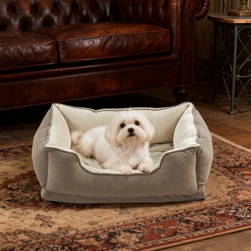 Soft Plush Bolstered Rectangle Dog Bed