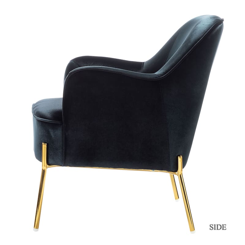 Barbara Modern Velvet Accent Chair for Bedroom with Metal Legs by HULALA HOME