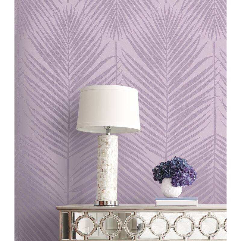 Seabrook Designs Persei Palm Glass Beaded Unpasted Wallpaper