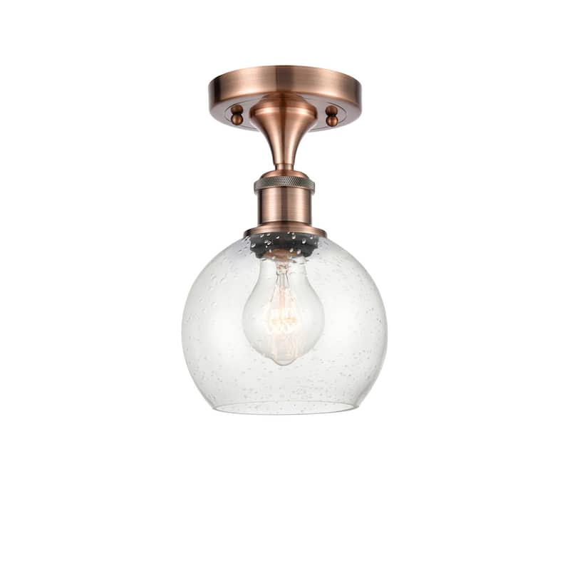 Innovations Lighting 516-1C-10-6 Athens Semi-Flush Athens Deco Swirl - Antique Copper / Seedy