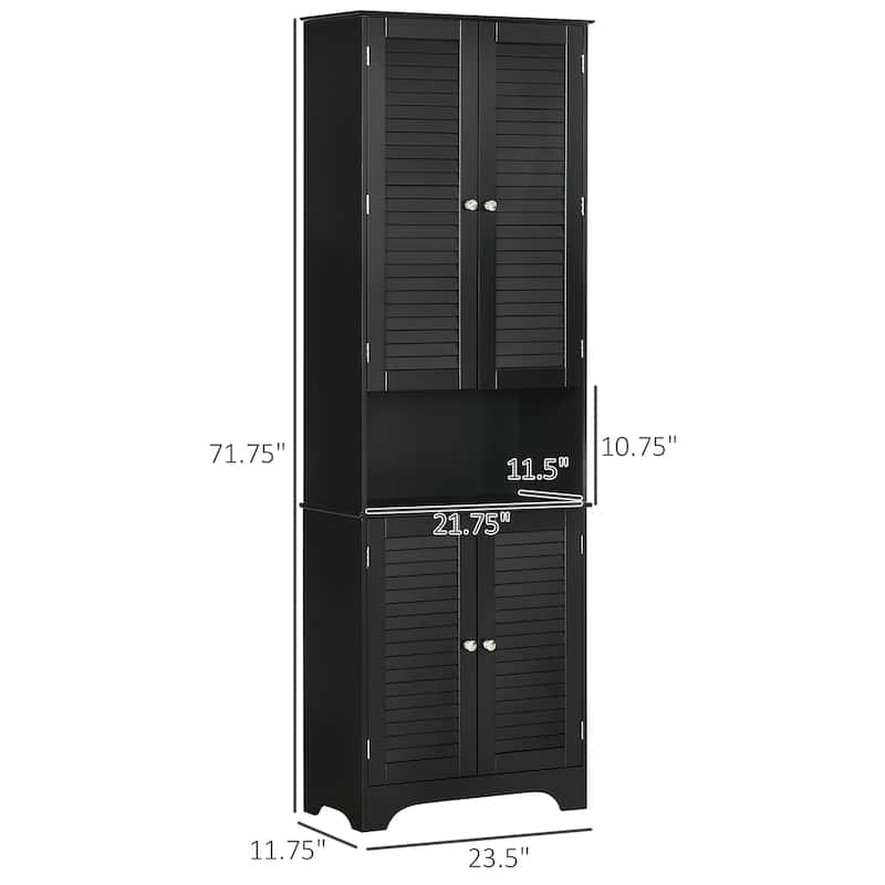 Black Freestanding Cabinet with Two-Cabinet Design, Adjustable Shelves