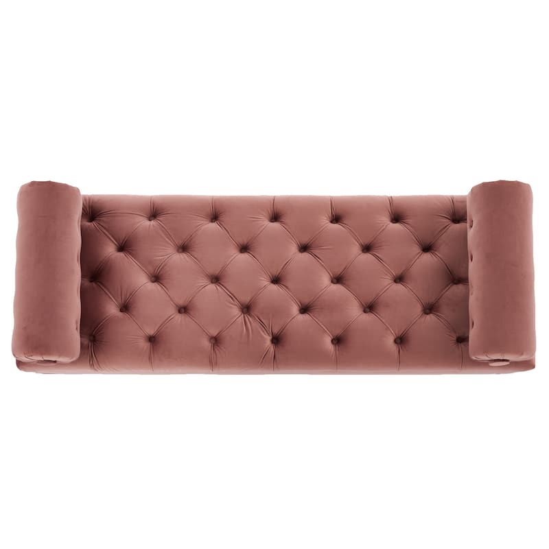 Modern Bedroom Bench End of Bed Bench with 2 Detachable Pillows, Pink Upholstered Footstool Indoor Bench Lounge Bench