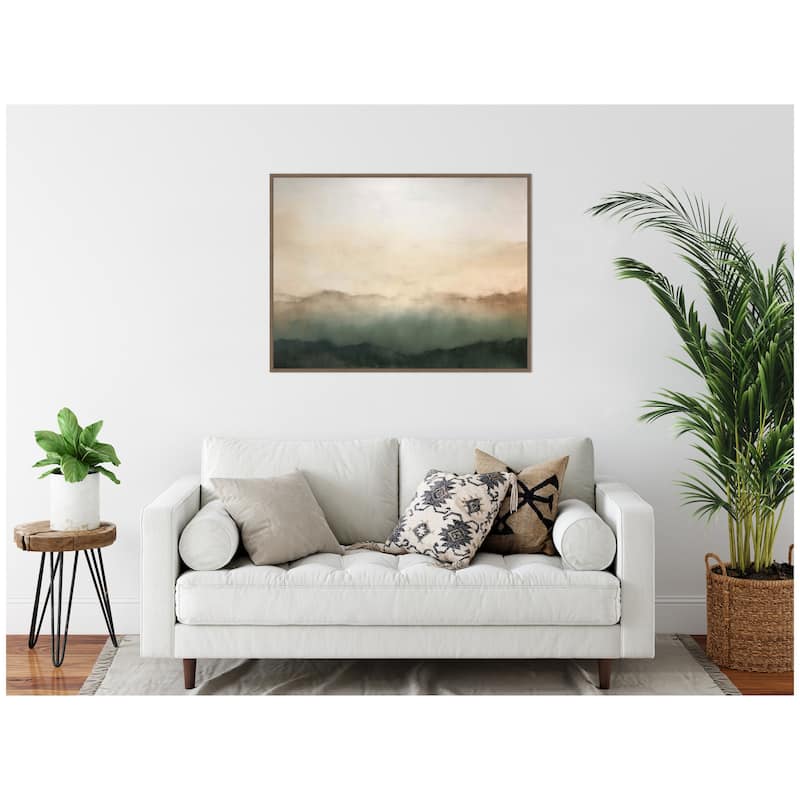 Kate and Laurel Sylvie Green Mountain Abstract I Horizontal Framed Canvas by Amy Lighthall