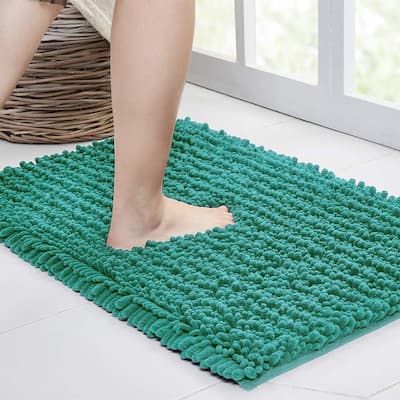 24" x17" Walensee Bathroom Rug, Water Absorbent Super Soft Shaggy Chenille Machine Washable