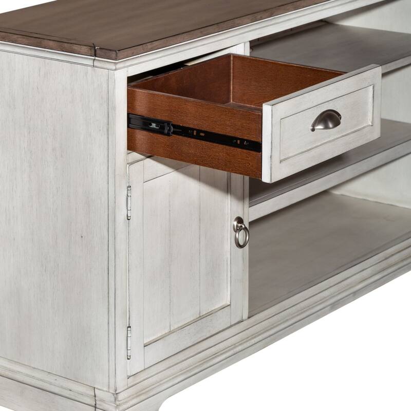 Ocean Isle Antique White 72 Inch Entertainment TV Stand