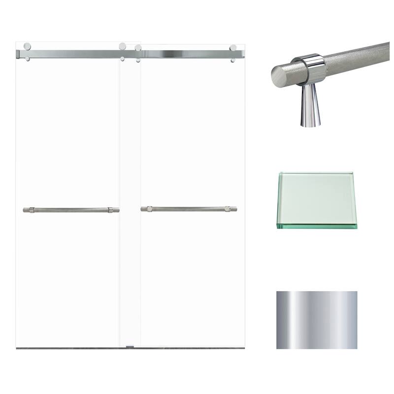 Brooklyn 60 in. W x 80 in. H Sliding Frameless Shower Door with Clear Glass Glass - 58-60-in W x 80-in H
