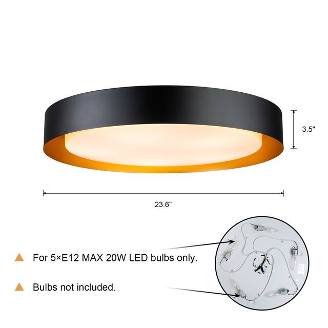 Modern Minimalist Metal Shaded Drum Flush Mount Ceiling Light