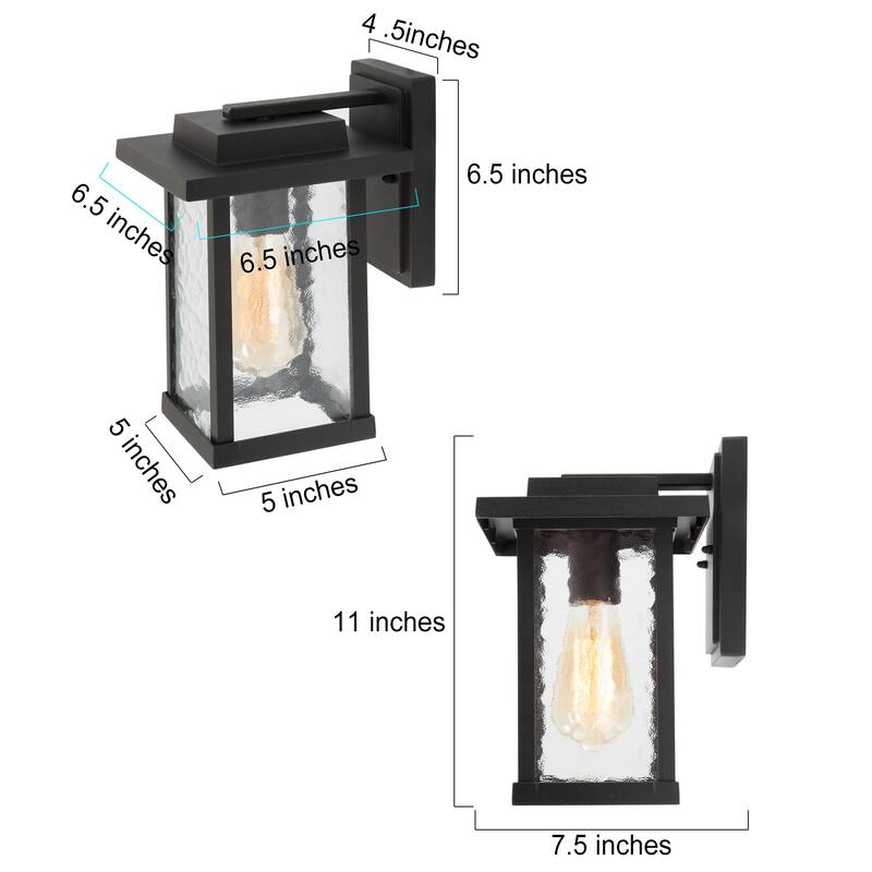 Modern Farmhouse Black 1-Light Outdoor Wall Sconces Glass Post Pendant Lights