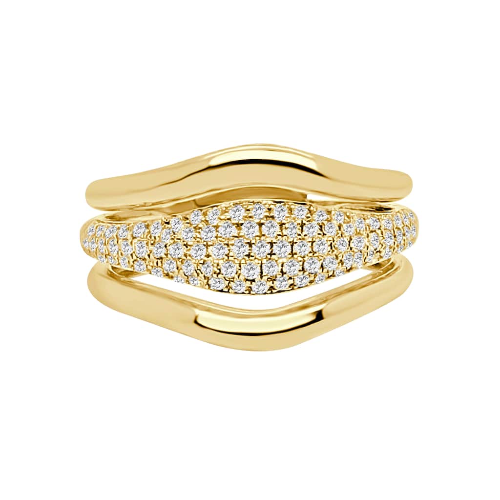 Auriya 14k Gold Lab Grown Round Diamond Pavé Wave Ring 0.50 ct. tw. (F-G, VS)