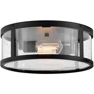 Lark 82053 Alfie 2 Light 14" Wide Flush Mount Drum Outdoor Ceiling