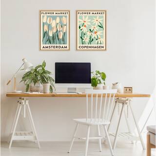 Kate and Laurel Sylvie Flower Market 3 and 4 Framed Canvas Art Set by Carrie Cantwell