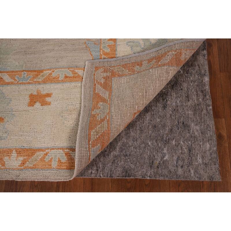 Blue Oushak Turkish Area Rug Handmade Vegetable Dye Wool Carpet - 6'1" x 11'6"