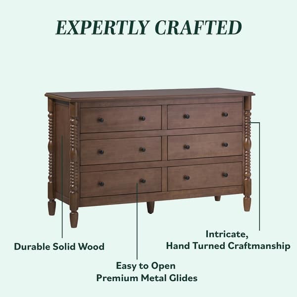 Walker Edison Easy Assembly 6-Drawer Dresser with Wood-Turning Details -  Bed Bath & Beyond - 42733642