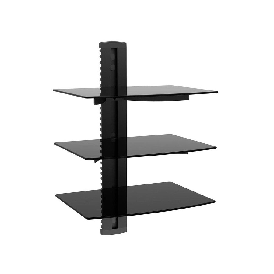 Monoprice 3 Tier Electronic Component Glass Shelf Wall Mount Bracket With Cable Management System