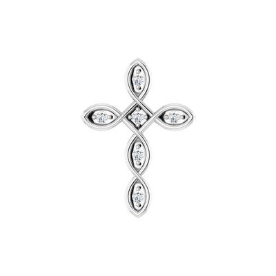 14k White Gold 1/10cttw Diamond Cross Pendant