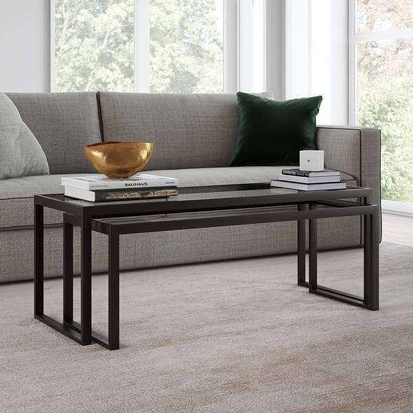 Silver Orchid Goetz Blackened Bronze Nested Coffee Table. Opens flyout.