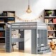 preview thumbnail 1 of 29, Eye-Catching Design Full Size Loft Bed with Large Shelves, Writing Desk and Led Light Grey