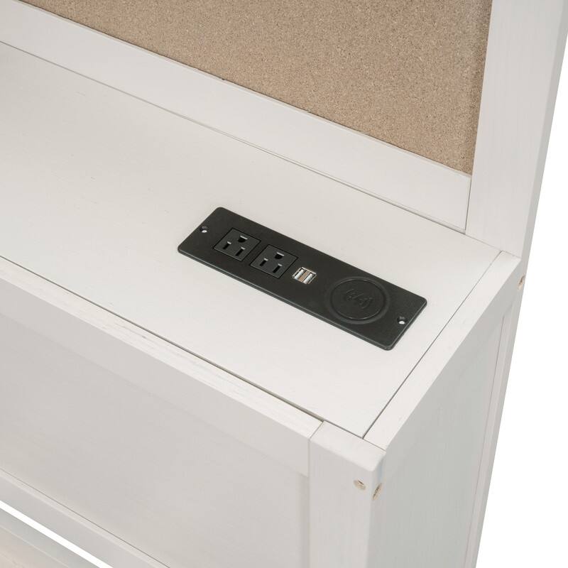 Twin/Full Size Wood Daybed Frame with Storage Drawers, Shelves and Charging Station
