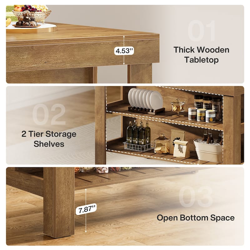 Kitchen Island with Seating and Storage Shelves