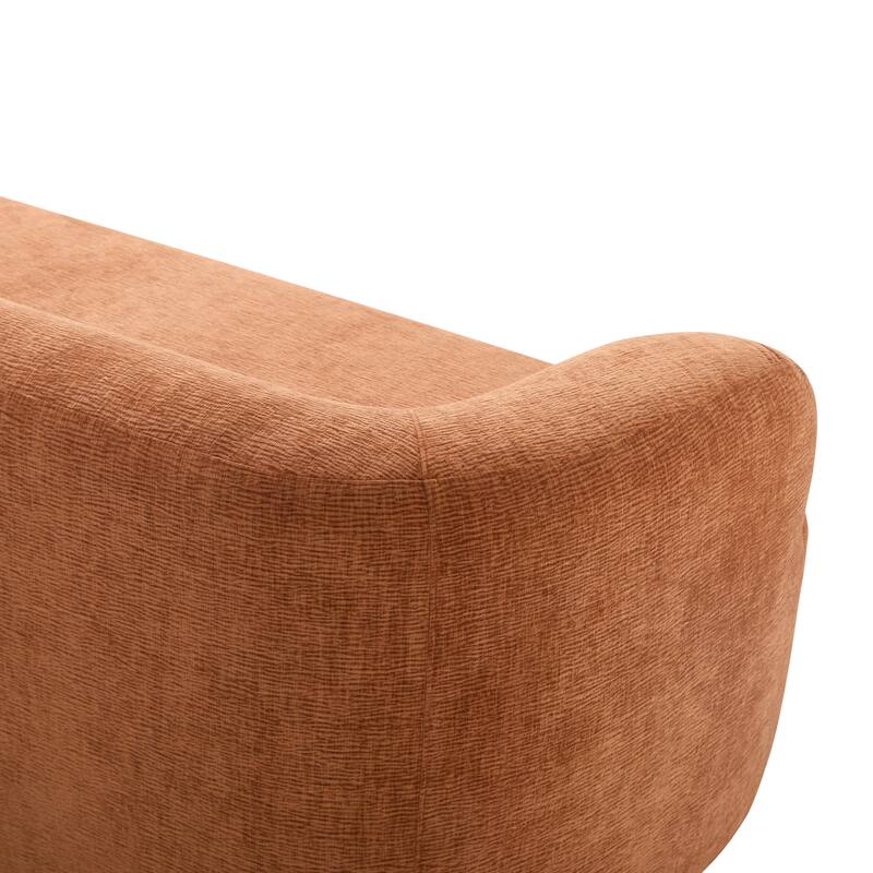 Orange Boneless Couch Upholstered Sofa with Pillows, 3-Seater Sofa Couch Settee Couch for Living Room