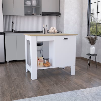 Wooden Kitchen Island with 1 Door