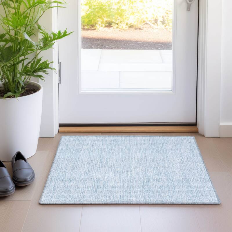 Premium Washable Super Soft Modern Teardrop Mayfield Rug - Sky - 1'8" x 2'6"