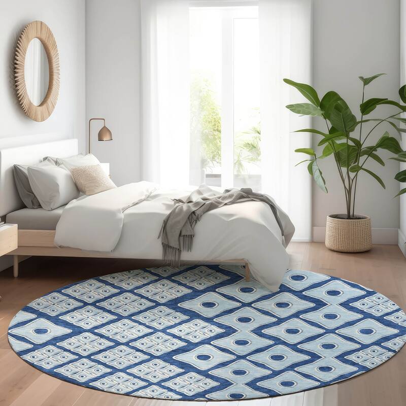 Premium Washable Super Soft Modern Cooper Mayfield Rug - Navy - 8' x 8'