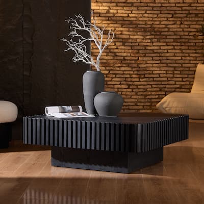 35.43 Inch Modern Handcraft Drum Coffee Table